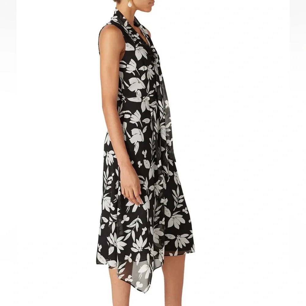 JayGodfrey Black and White Printed Josephine Chiffon Hourglass Sleeveless Sz 12‎ - Picture 2 of 14